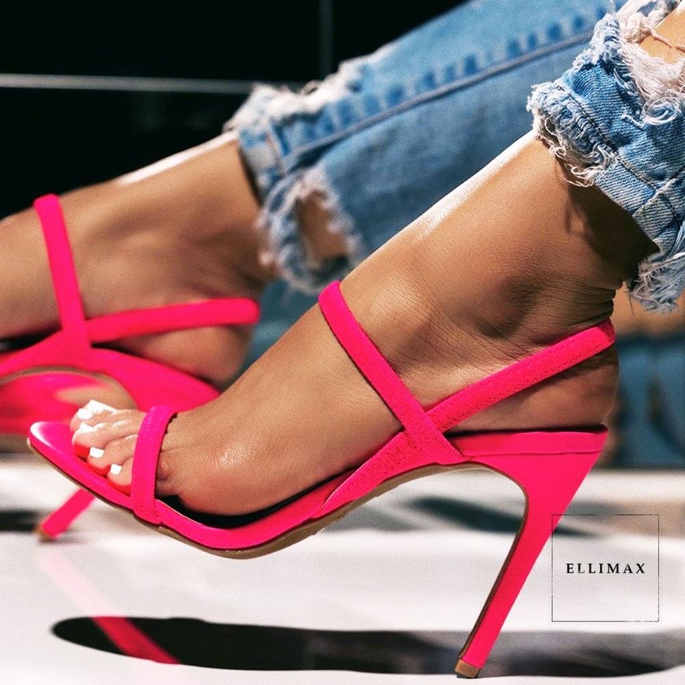 NEW🔥 Neon Hot Pink Open Toe Stiletto Heel Sandals